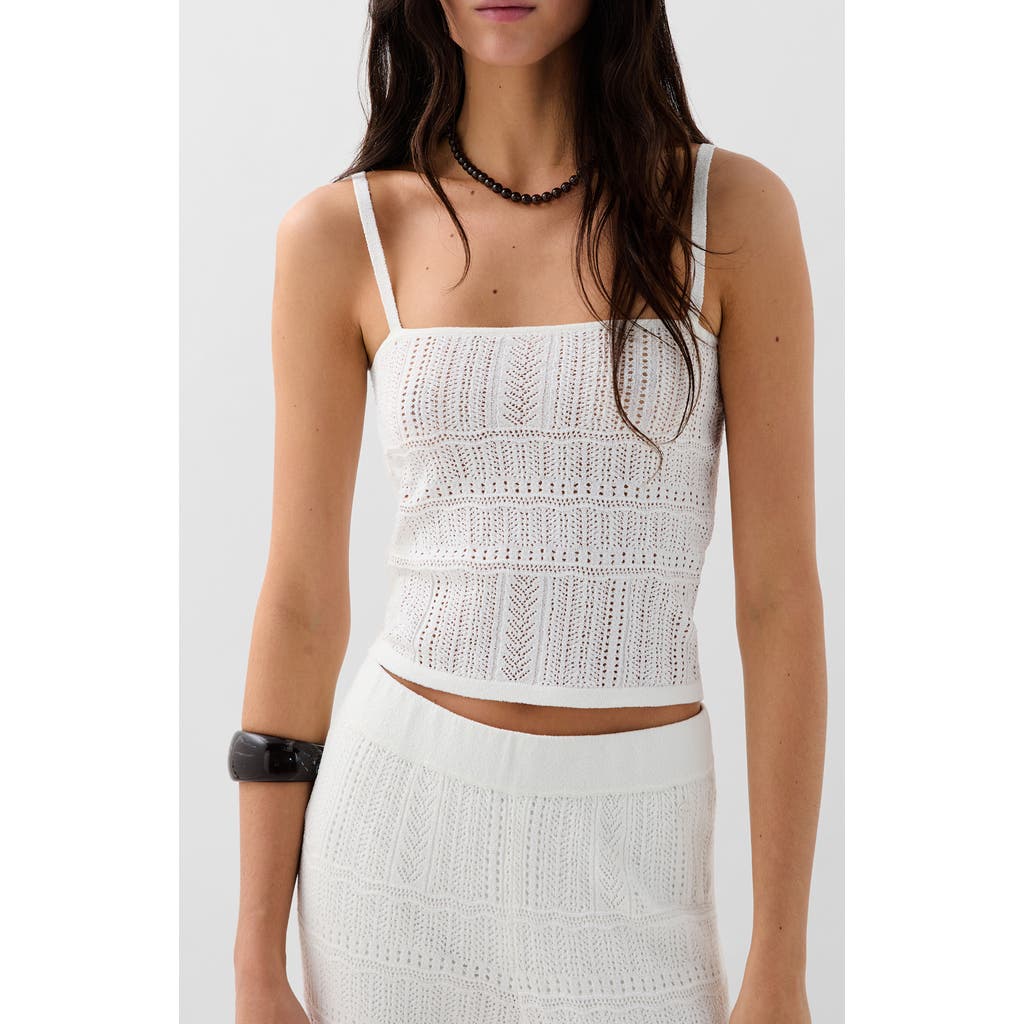 Scalpers Pointelle White Top In White