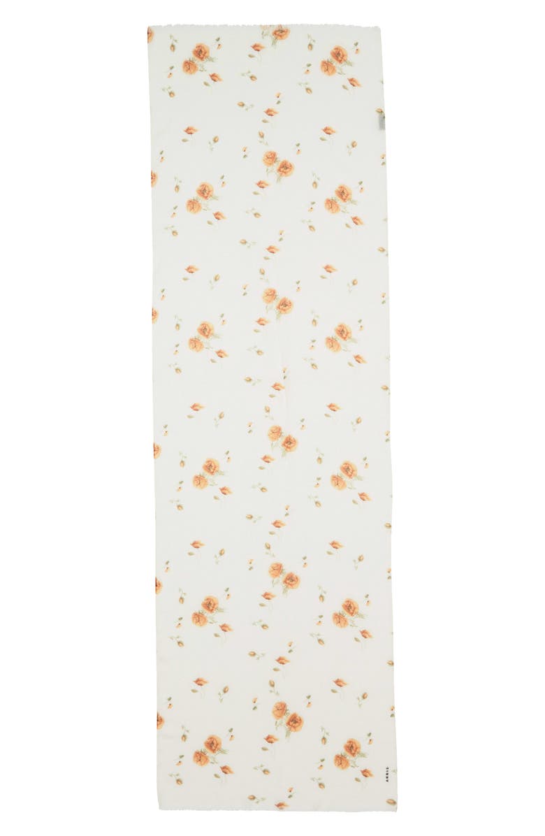 Akris Anemone Print Cashmere Scarf, Main, color, Ecru