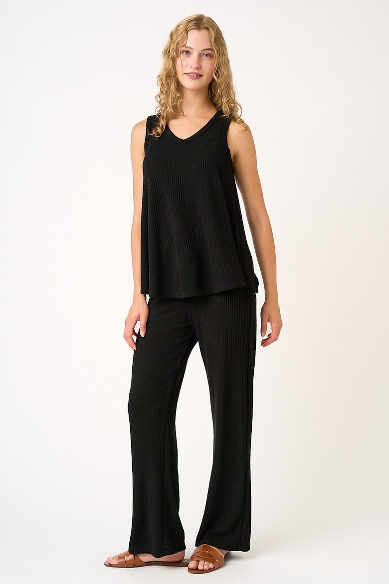 Rib Knit Tank and Pant Set, Alternate, color, Black