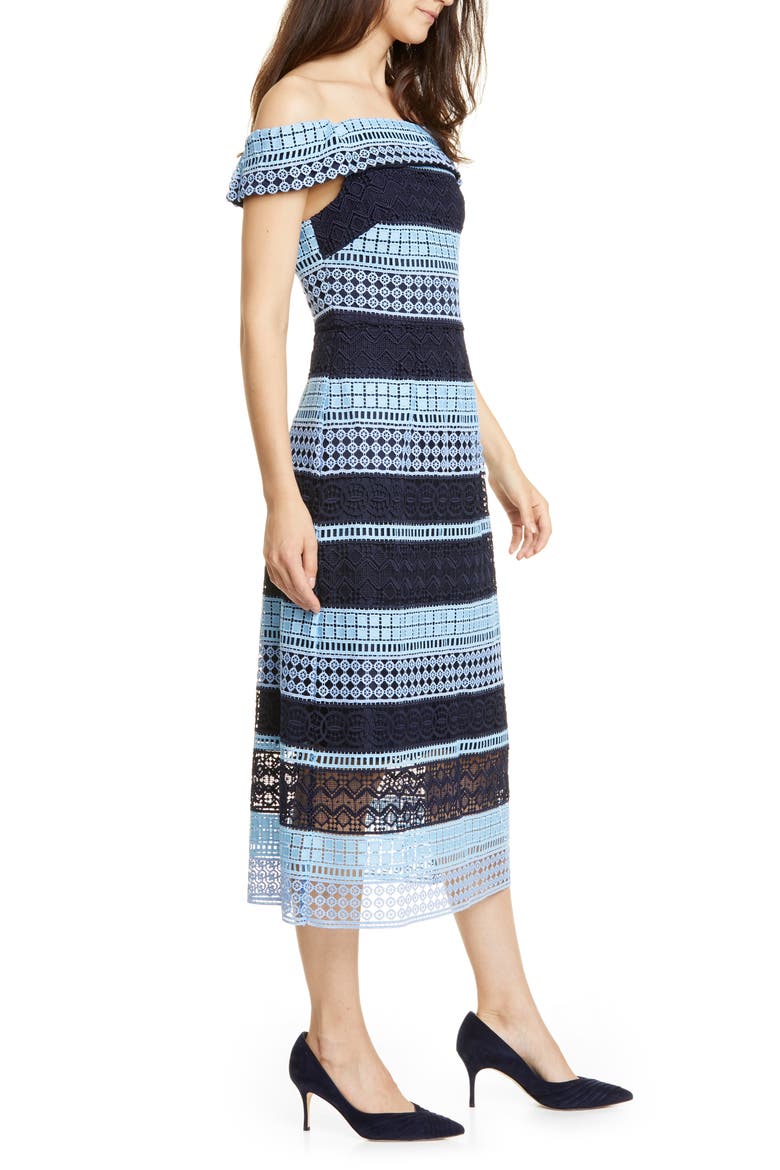 Off-the-Shoulder Lace Dress, Alternate, color, BRIGHT BLUE
