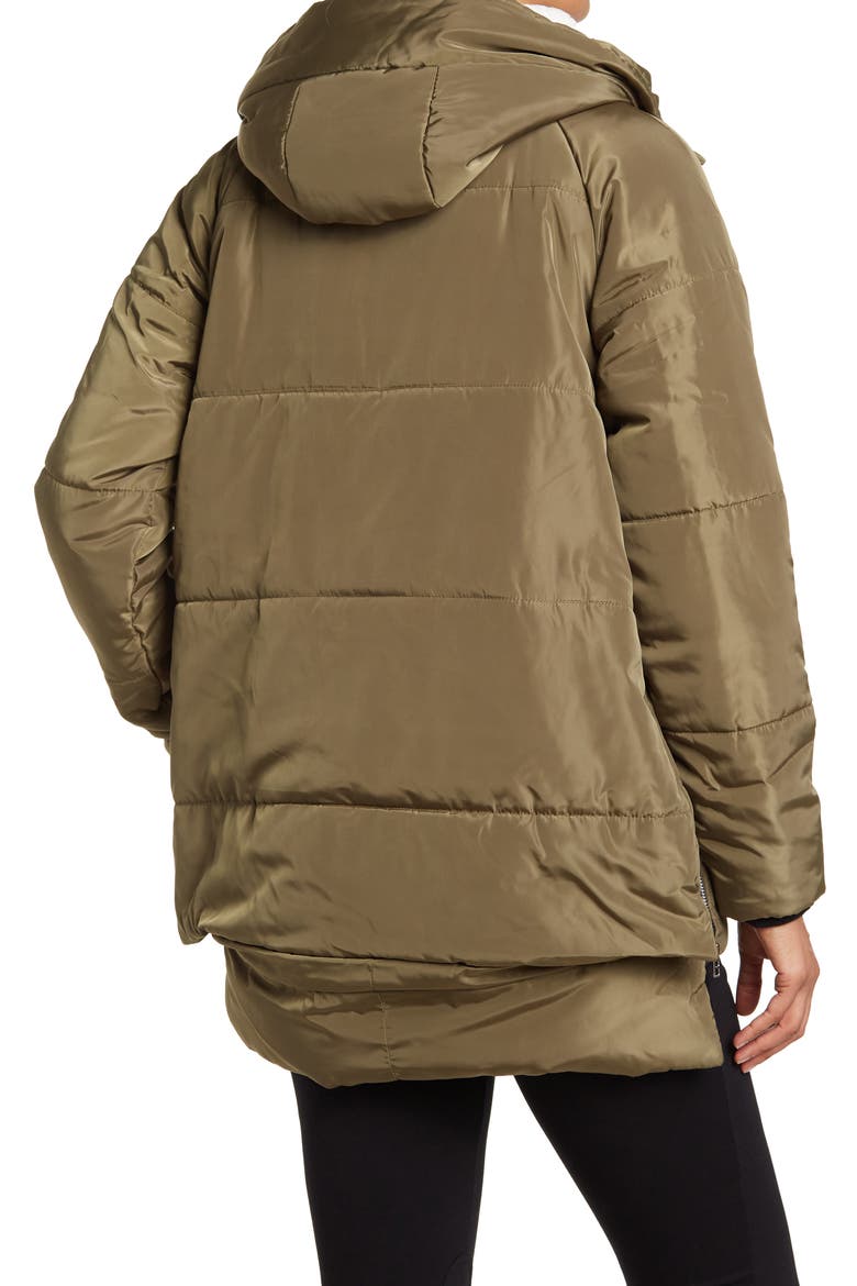 Faux Shearling Lined Mom Jacket, Alternate, color, OLIVE