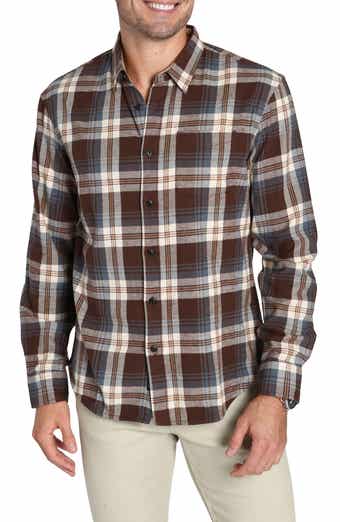 Plaid Long Sleeve Stretch Cotton Button-Up Shirt