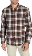JACHS Plaid Long Sleeve Stretch Cotton Button-Up Shirt