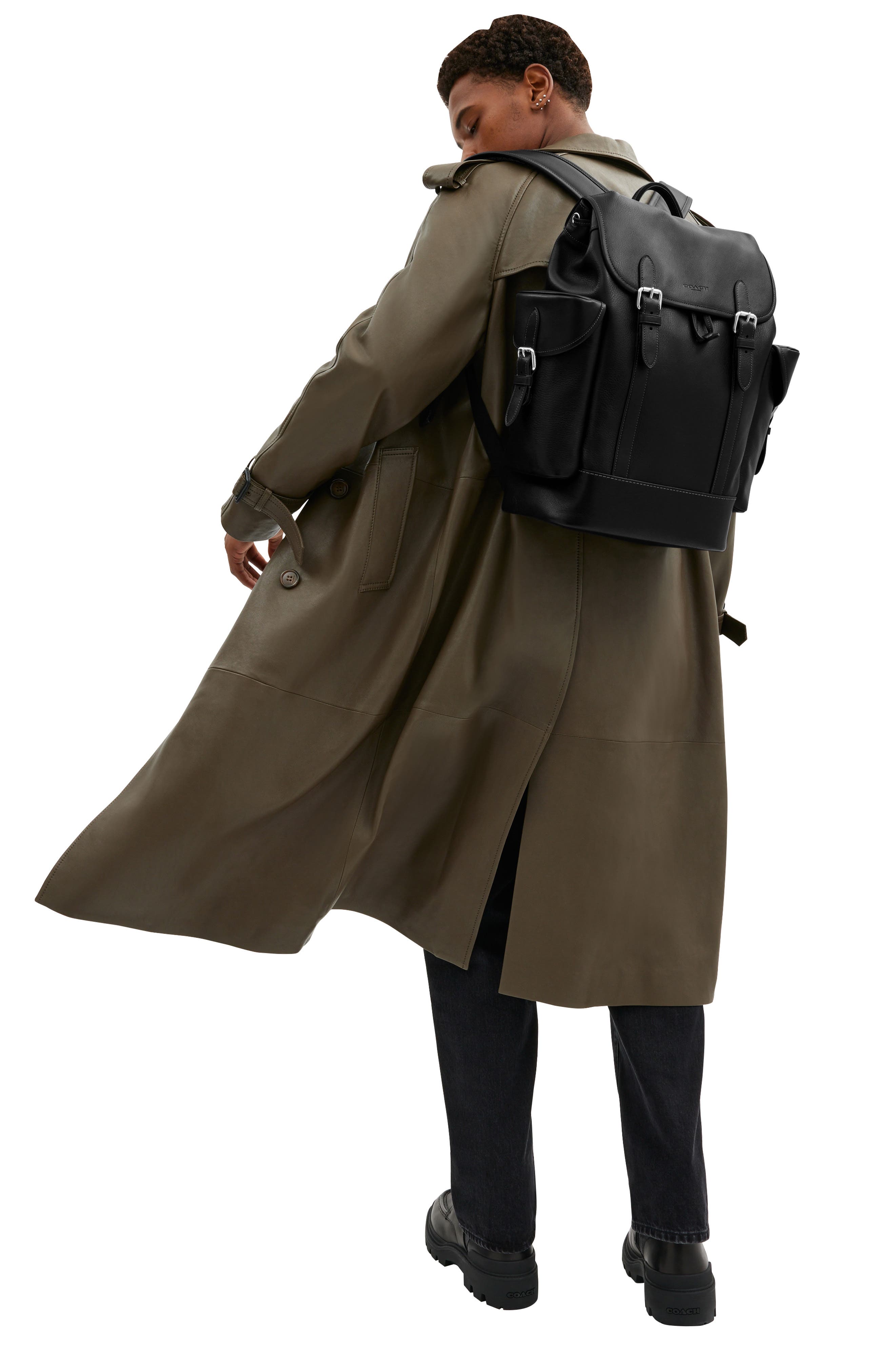 COACH Hitch Leather Backpack, Alternate, color, 