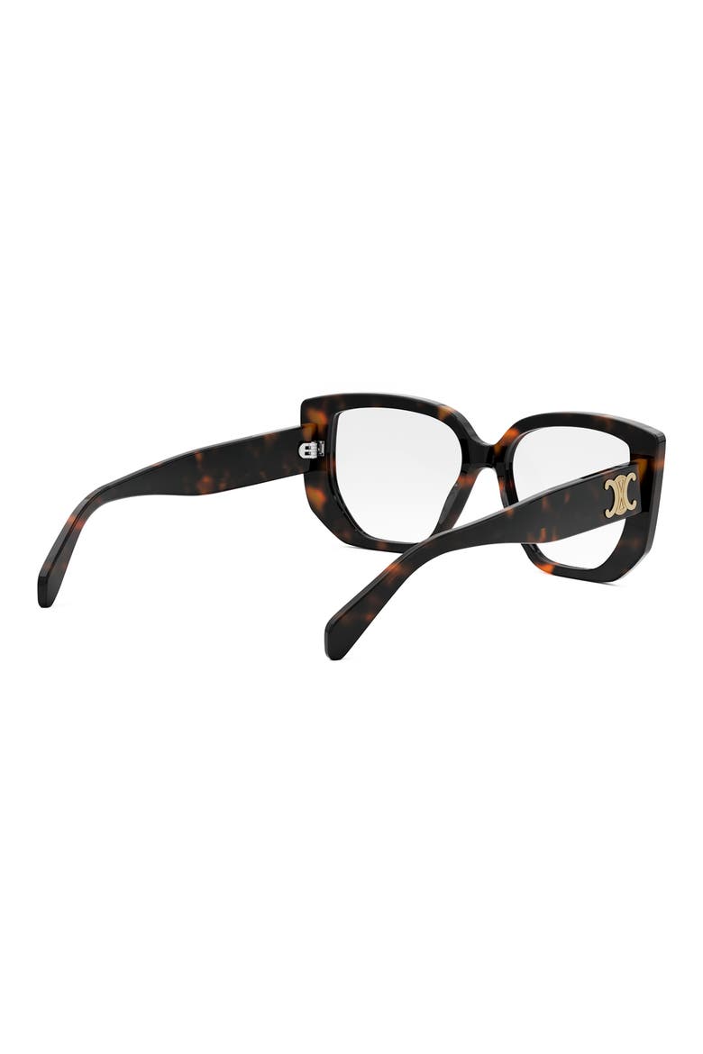 Triomphe 53mm Rectangular Butterfly Optical Glasses, Alternate, color, DARK HAVANA