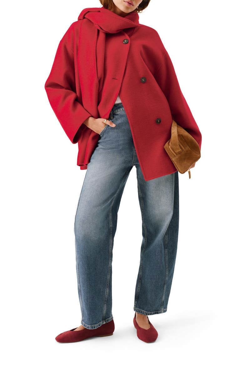 MINT VELVET Wool Blend Hand Finished Scarf Coat, Alternate, color, Red