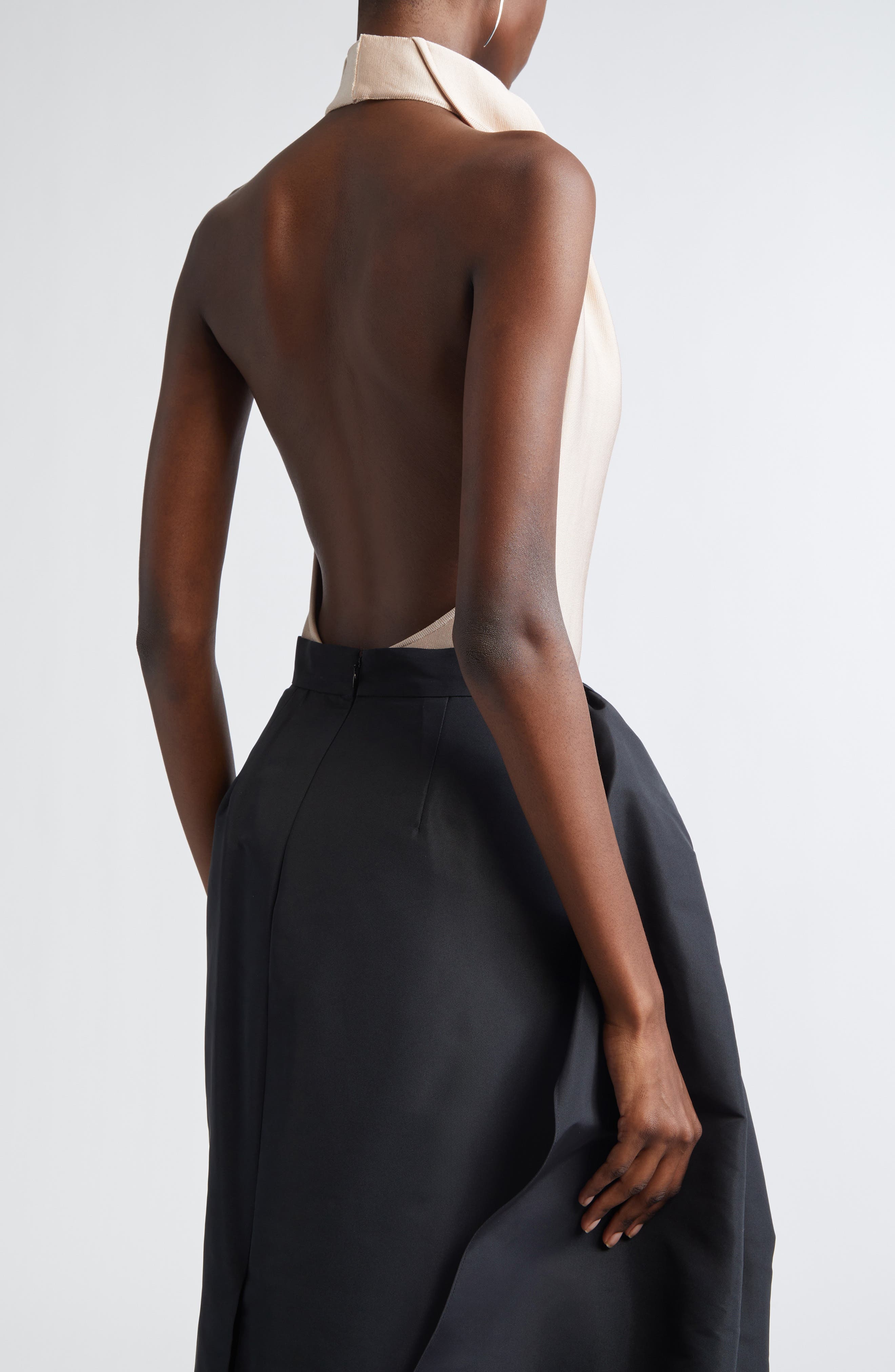 Pleated Silk & Wool Blend Halter Bodysuit - image 2