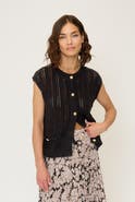 Central Park West Women's Rose Sleeveless Open Stitch Cardigan