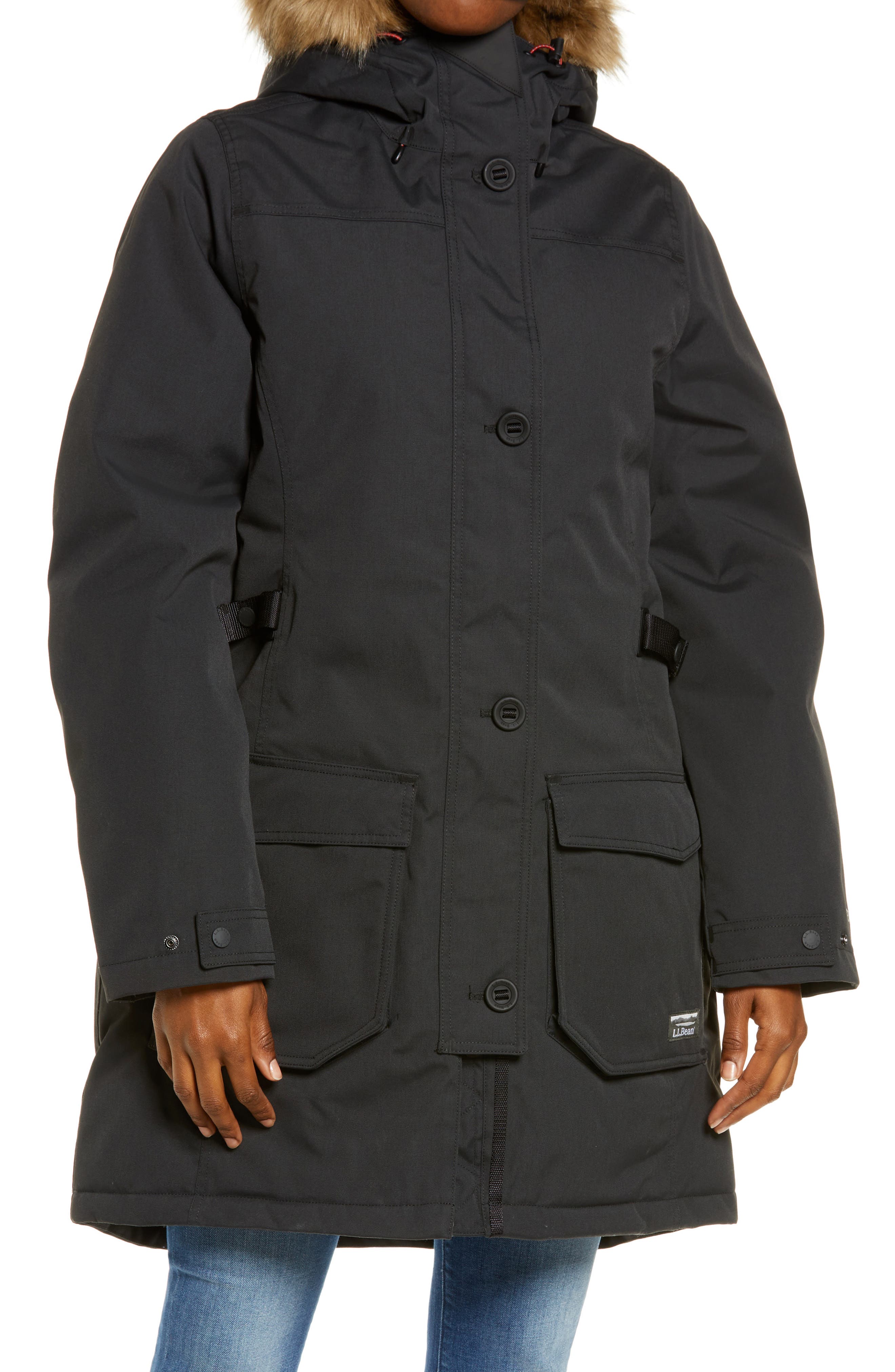 Maine Mountain 650 Fill Power Down Parka with Removable Faux Fur Trim ...