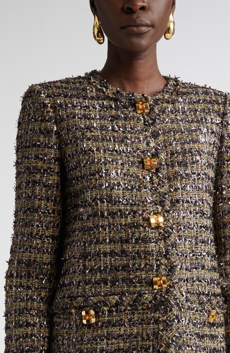 ST. JOHN Metallic Eyelash Tweed Jacket, Alternate, color,