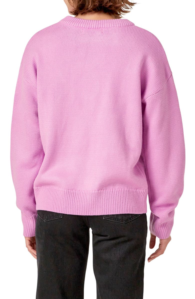 English Factory Glitter Lettering Sweater, Alternate, color, Pink