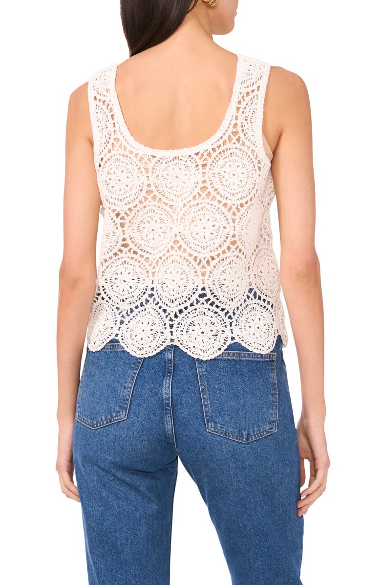 1.STATE Scallop Crochet Tank, Alternate, color, Antique White
