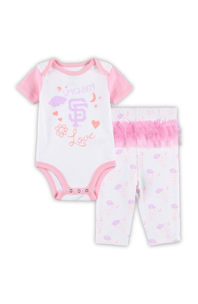 Outerstuff Newborn & Infant White/Pink San Francisco Giants Spreading Love Bodysuit & Tutu with Leggings Set, Main, color, White