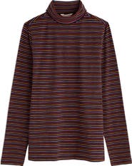 Seasalt Cornwall Landing Stripe Turtleneck Stretch Organic Cotton Top