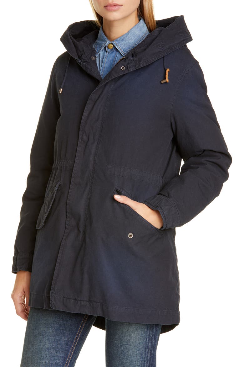 Hooded Cotton Parka with Removable Genuine Fox Fur Trim (Nordstrom Exclusive), Alternate, color, MIDNIGHT BLUE