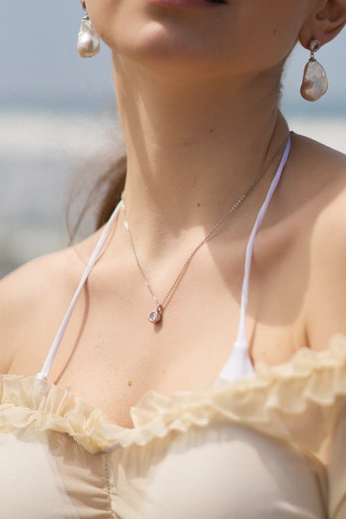 Classicharms Skyler Molten Solitaire Cubic Zirconia Pendant Necklace In Metallic