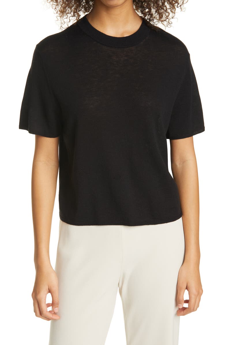 Vince Easy Wool Blend Short Sleeve Sweater, Main, color,