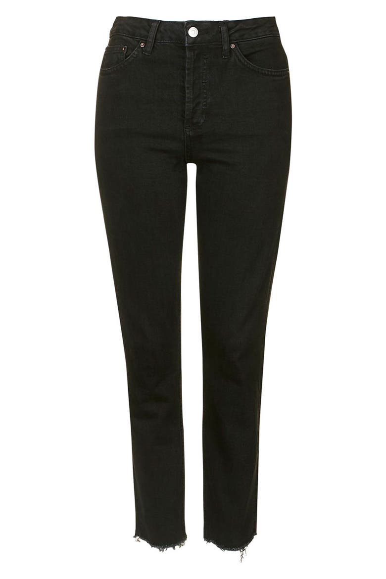 Raw Hem Straight Leg Jeans, Alternate, color, WASHED BLACK