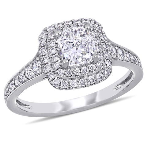 Diamond Double Halo Engagement Ring 14k