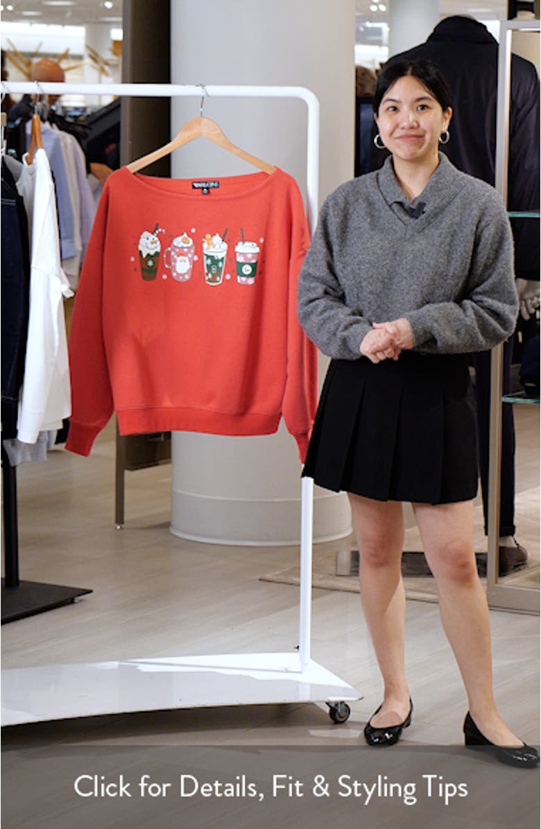 Holiday Drinks Boat Neck Sweatshirt, sales video thumbnail