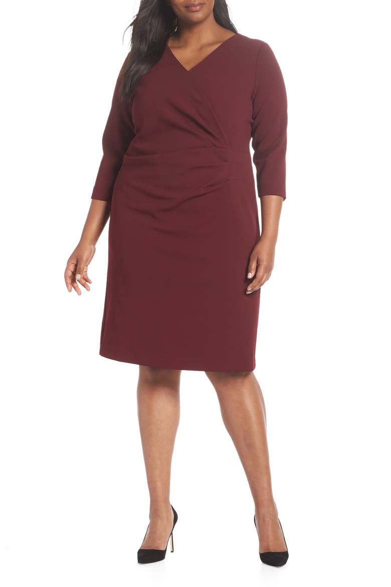 Ruched Surplice Crepe Sheath Dress video