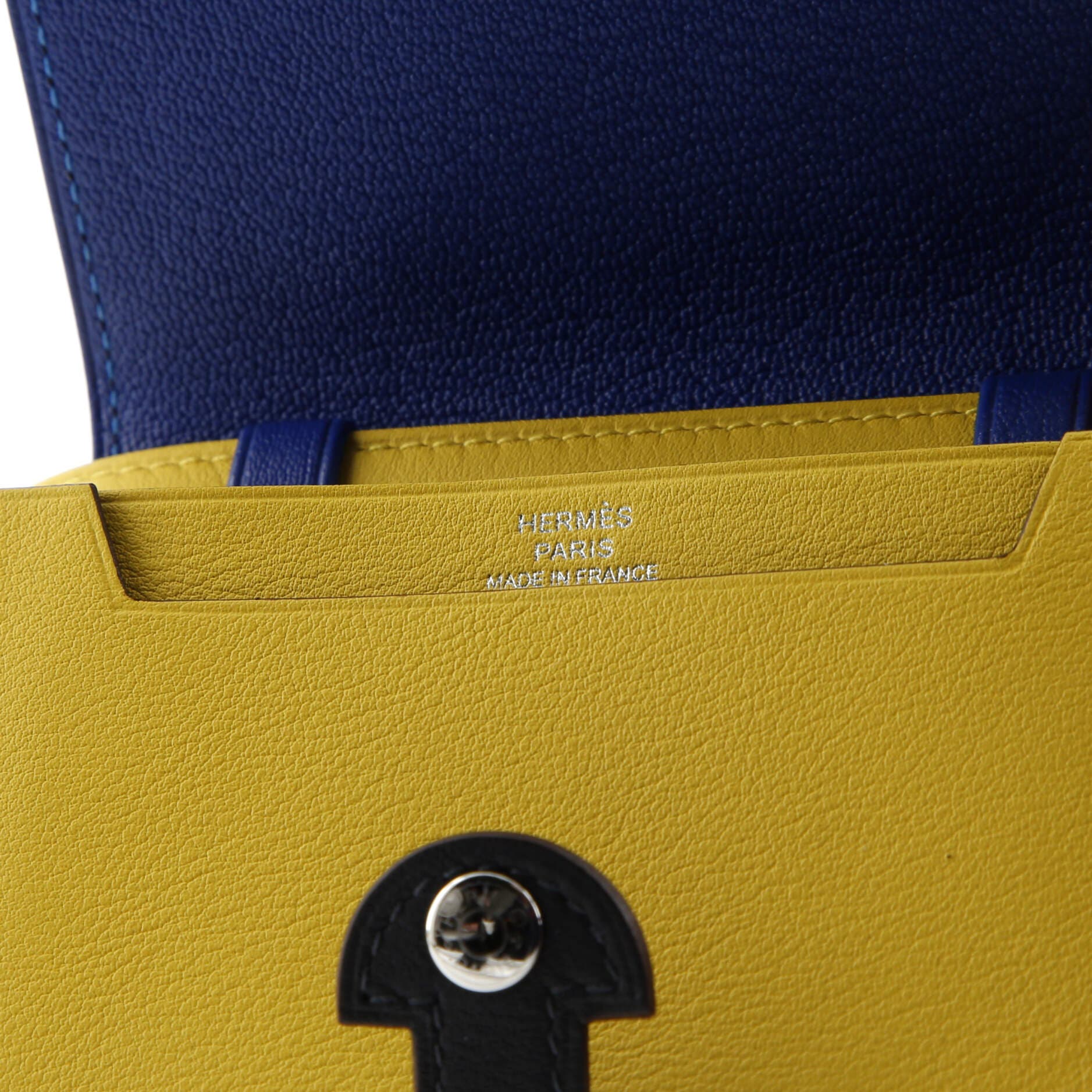 Pre-Owned Hermes Chien Card Holder with Strap Swift and Chevre Mysore, Alternate, color, Jaune De Naples