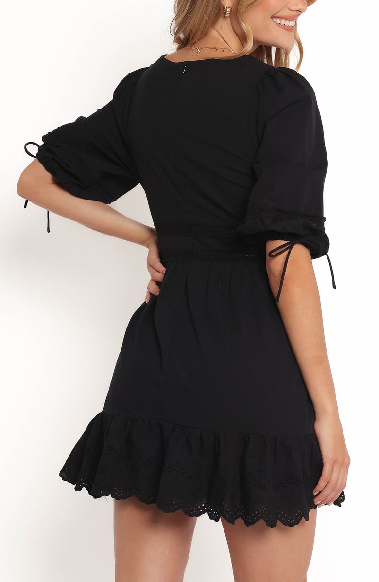 Petal & Pup Estella Lace Trim Minidress, Alternate, color, Black