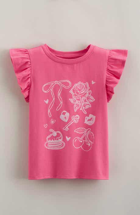 Tucker + Tate Kids' Flutter Sleeve Cotton Graphic T-Shirt