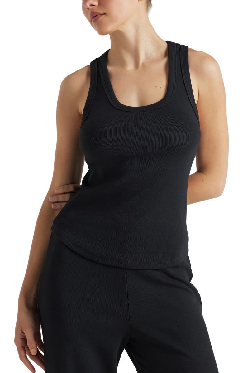 Losano Serene Rib Tank, Alternate, color, Black