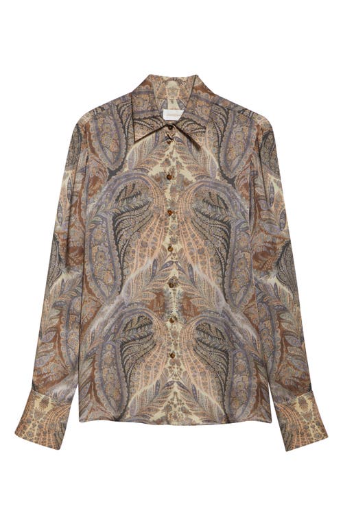 Zimmermann Hypnotic Silk Button-up Shirt In Multi