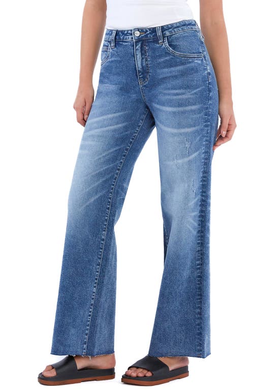 Hint Of Blu Nora Raw Hem Relaxed Wide Leg Jeans In Nora Blue