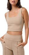 TravisMathew Friday Ponte Square Neck Crop Tank
