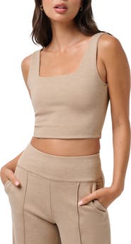 TravisMathew Friday Ponte Square Neck Crop Tank