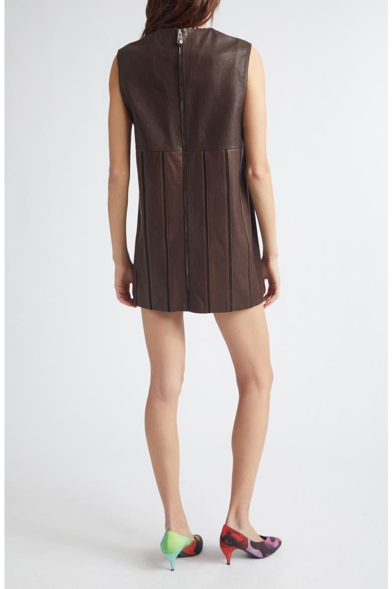 Leather Patchwork Minidress, Alternate, color, BURNT
