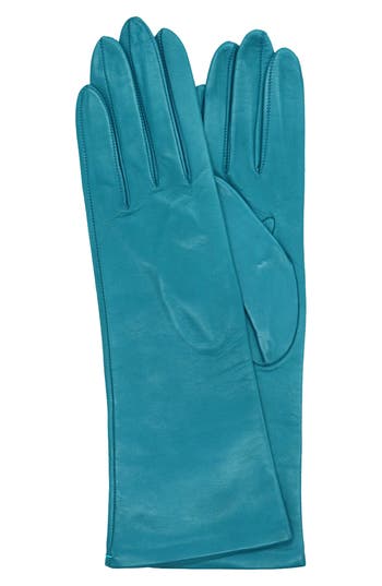 Portolano Silk Lined Leather Gloves In Blue