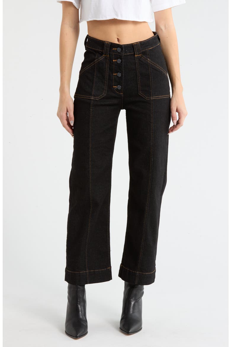 Exposed Button Ankle Trouser Jeans, Main, color, RINSE