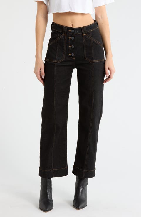 Exposed Button Ankle Trouser Jeans (Rinse)