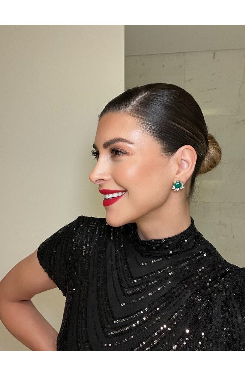 Gemma Azzurro emerald & marquise stud earrings, Alternate, color, Green