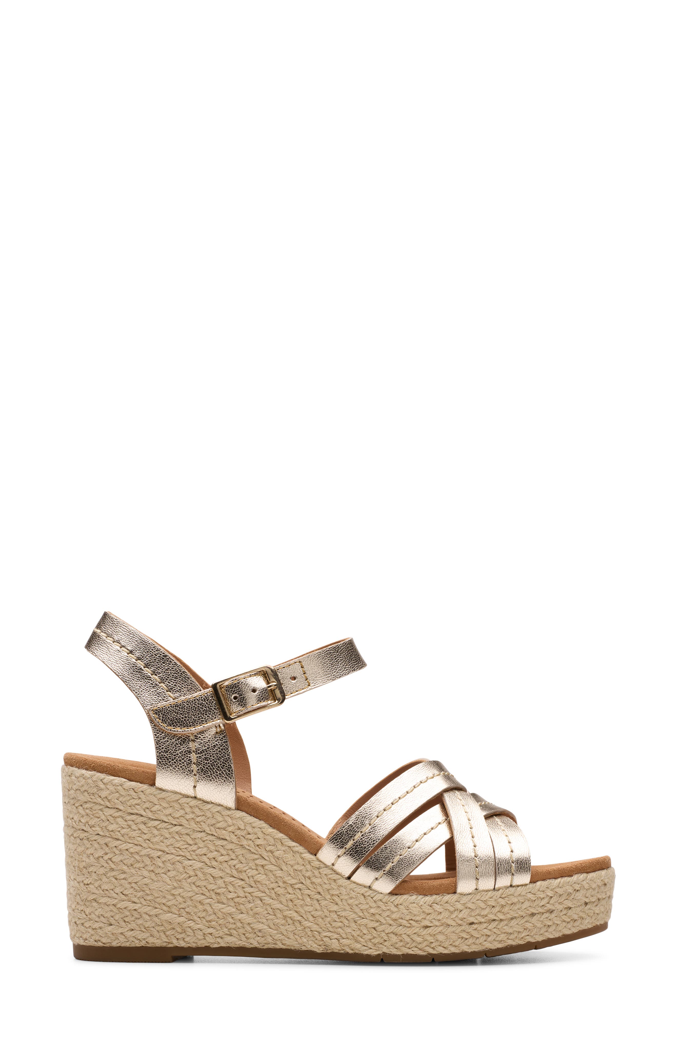 Clarks<sup>®</sup> Sabina Platform Wedge Sandal, Alternate, color, Champagne