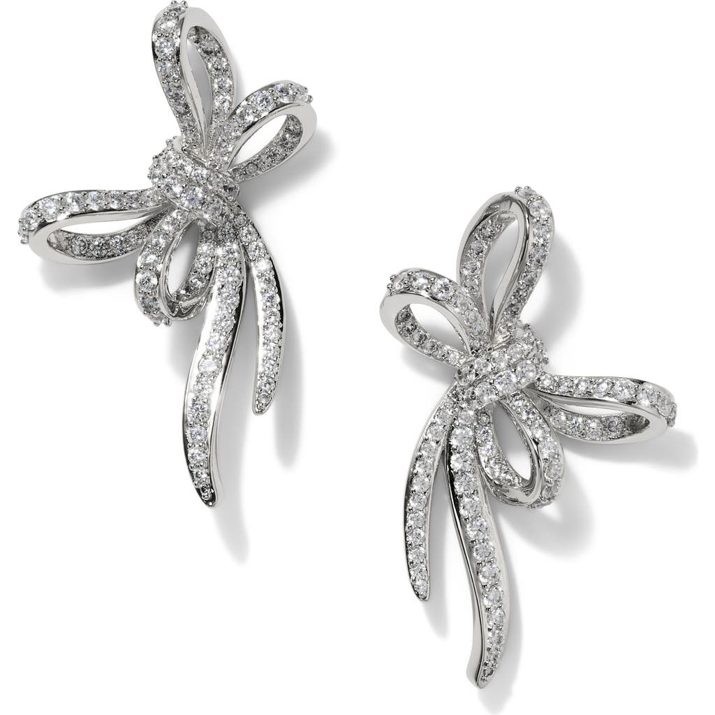 Nadri Le Bisou Pave Bow Stud Earrings In Metallic