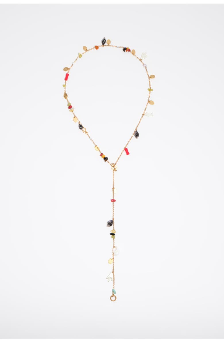 Bimba y Lola Aged Necklace With Stones And Shells, Main, color, Gold