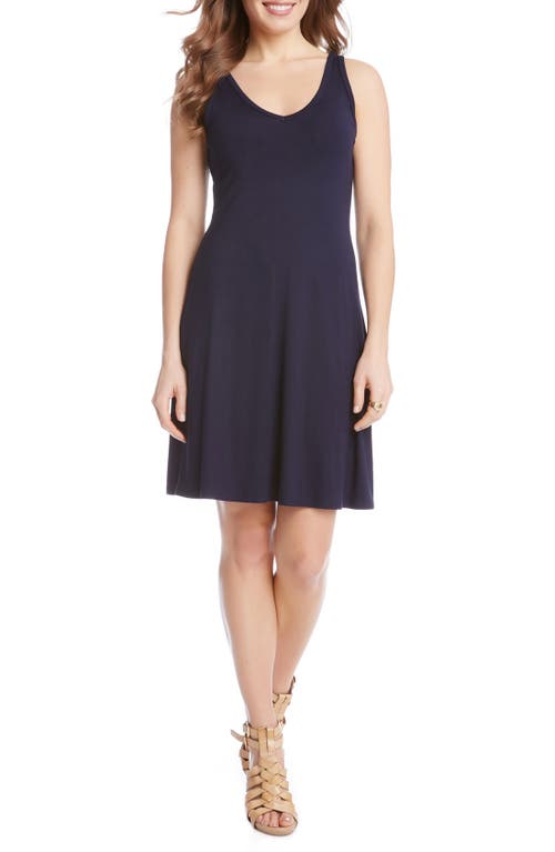 Karen Kane Brigitte Double V-Neck Jersey Dress in Navy 