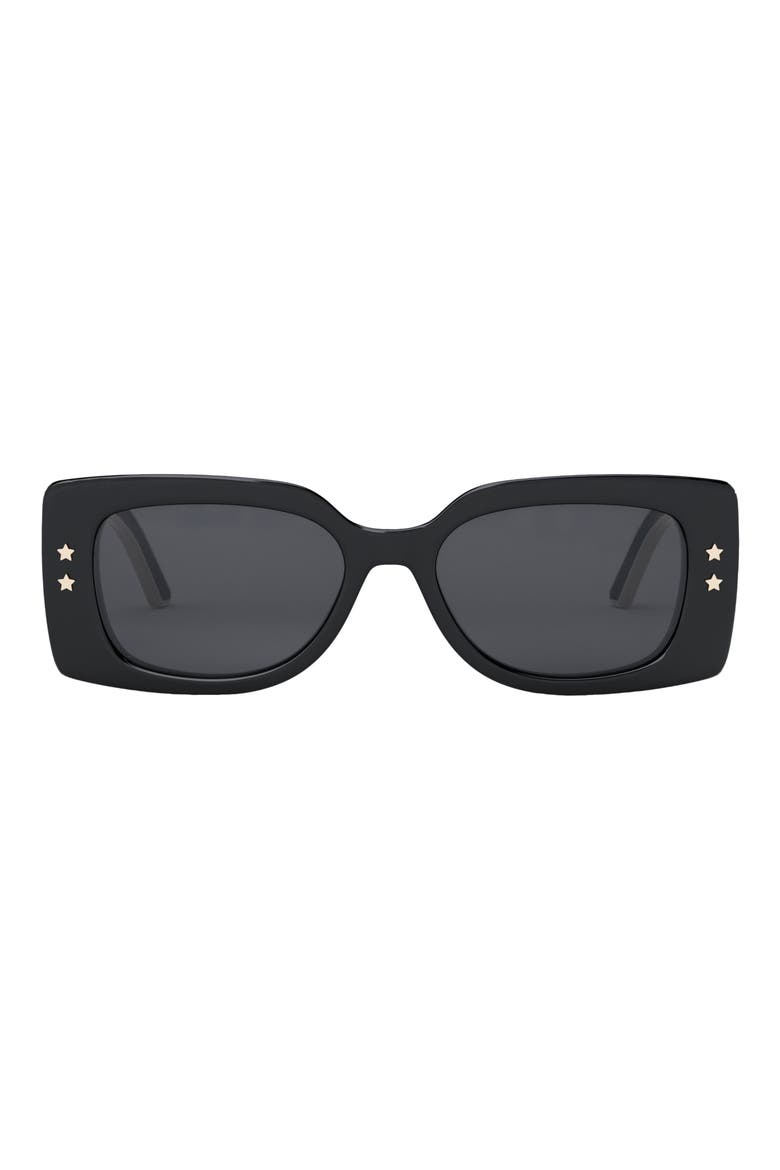 'DiorPacific S1U 53mm Rectangular Sunglasses, Main, color, SHINY BLACK / SMOKE