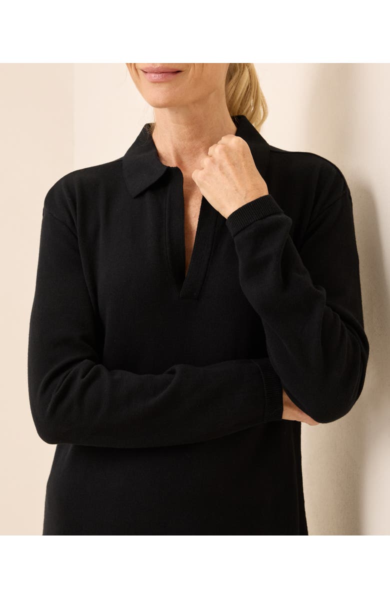 Pact Organic Cotton Classic Fine Knit Collared Sweater Dress, Alternate, color, Black