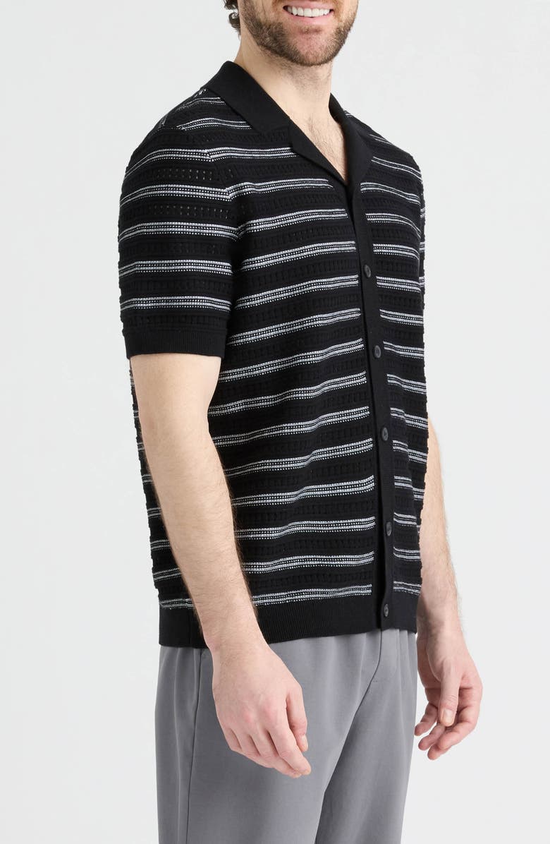 Hunter Truman Short Sleeve Knit Sweater Cardigan, Alternate, color, Black