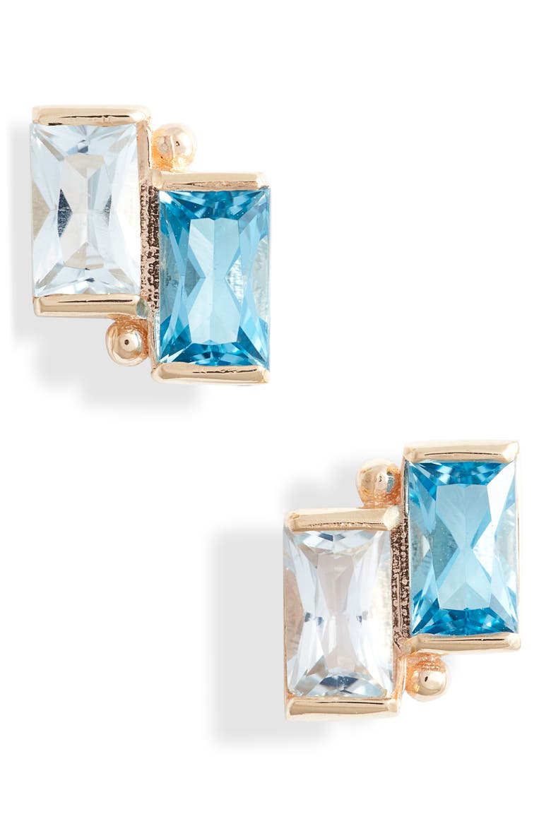 Cléo Duo Stud Earrings, Main, color, SWISS BLUE TOPAZ