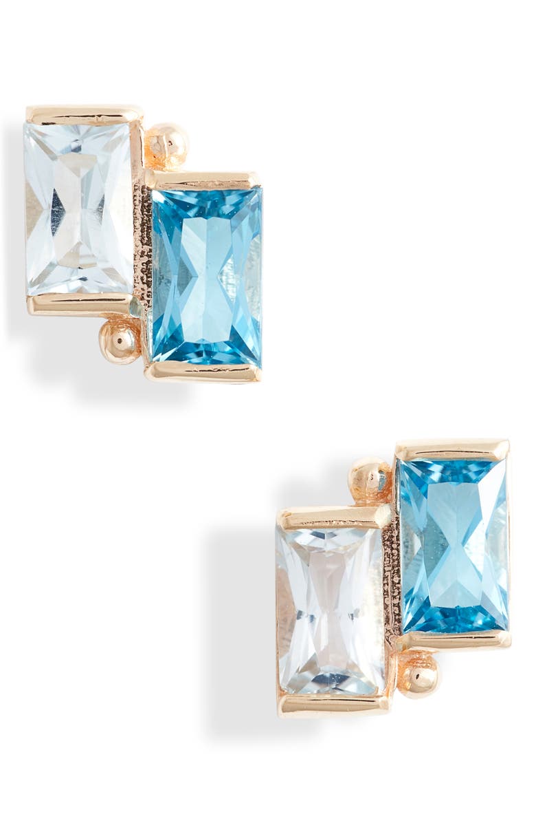 Anzie Cléo Duo Stud Earrings, Main, color, Swiss Blue Topaz