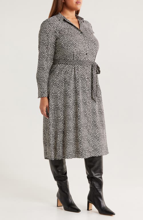 Nic + Zoe Nic+zoe Spotted Around Long Sleeve Midi Shirtdress In Gray