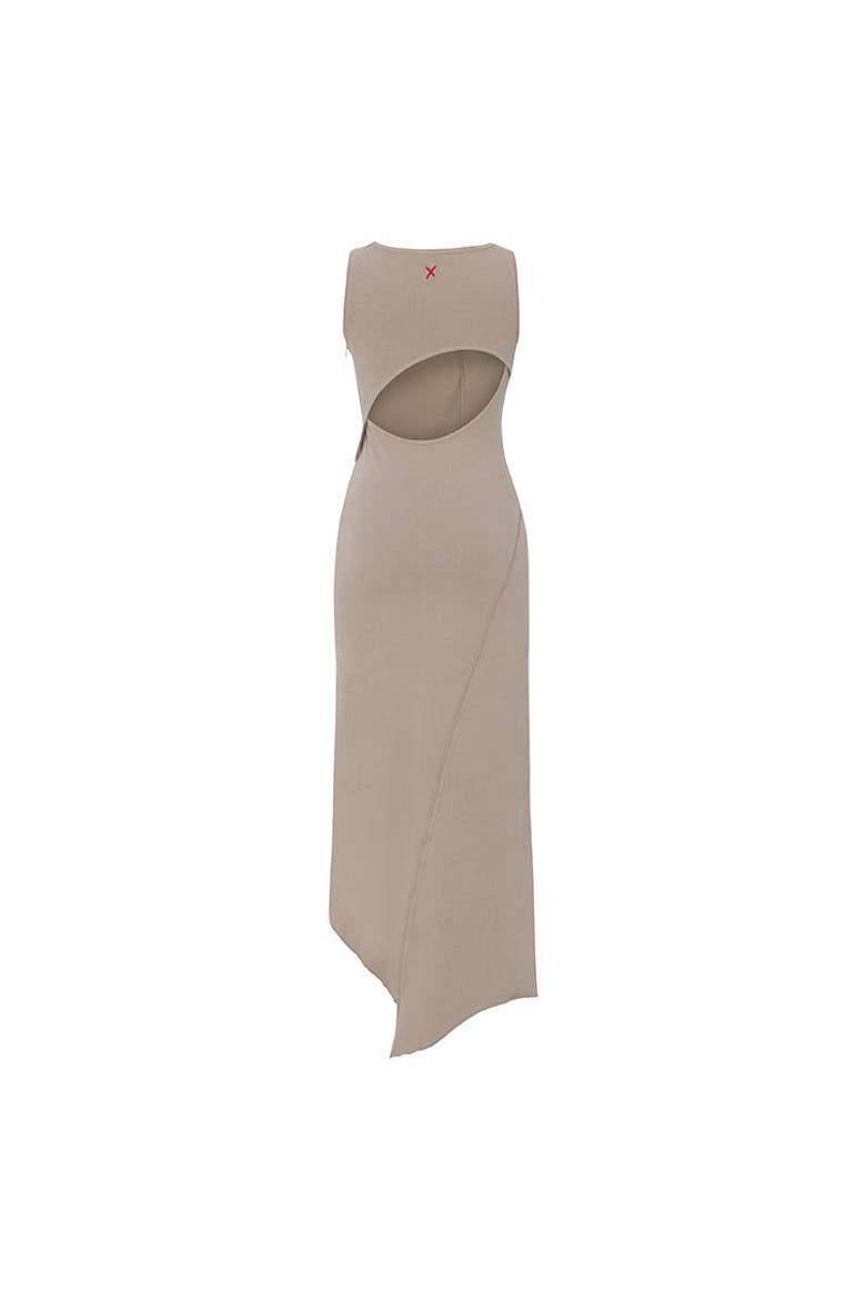 Cotton Long Dress With Slit Detail, Alternate, color, beige