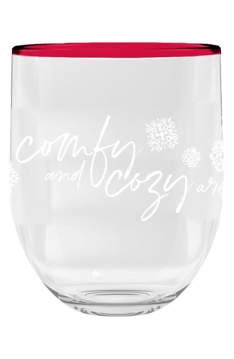 Holiday Set of 6 Stemless Wine Glasses